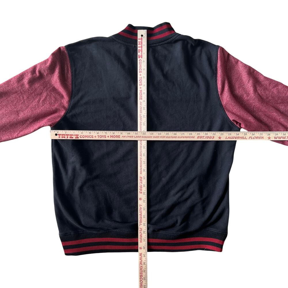 Marvel Deadpool Varsity Men’s Jacket Black Red Snap-Front Size M/L - Picture 6 of 11